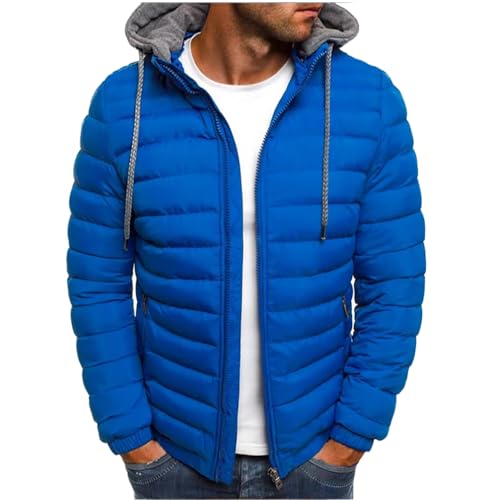 Herren Steppjacke Herbst Winter Verdicken Warm Stehkragen übergangsmantel Leicht Daunenbaumwolle Gepolstert Stepp Mäntel Daunenjacke Blau XXL von Generic