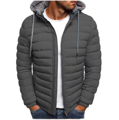 Herren Steppjacke Herbst Winter Verdicken Warm Stehkragen übergangsmantel Leicht Daunenbaumwolle Gepolstert Stepp Mäntel Daunenjacke Grau 3XL von Generic