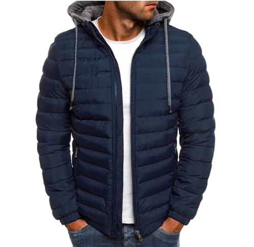 Herren Steppjacke Herbst Winter Verdicken Warm Stehkragen übergangsmantel Leicht Daunenbaumwolle Gepolstert Stepp Mäntel Daunenjacke Marineblau XXL von Generic