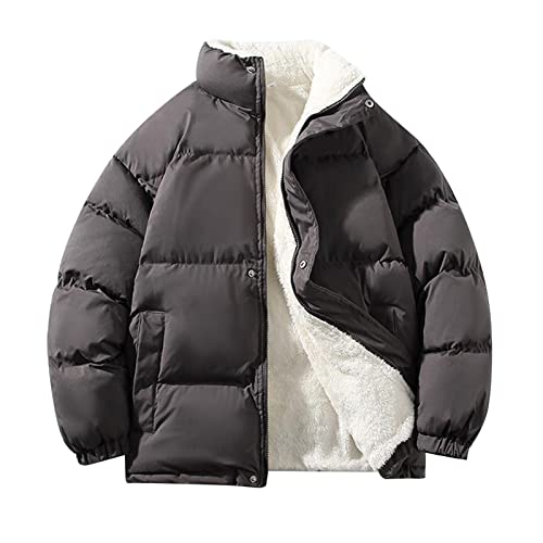 Herren Steppjacke Winter Unisex Einfarbige Warme Gefüttert Jacke mit Stehkragen Verdickte Padded Jacket mit Reißverschluss Langarm Mantel Casual Übergangsjacke Winterjacke Parka Daunenjacke Warm von Generic