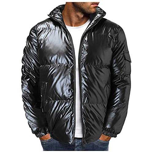 Herren Steppjacke Winterjacke Kapuze PufferE Jacke Herrenjacke Übergangsjacke Männer Warm Jacke Daunenjacken Windjacke Steppjacken für Herren Sportjacke Outdoorjacke Schwarz 3XL von Generic