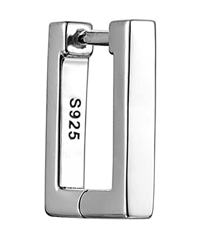 Herren Sterling Silber Schlichte Creolen Trend Persönlichkeit Rechteckige Massive Ohrringe Ohrschnallen von Generic