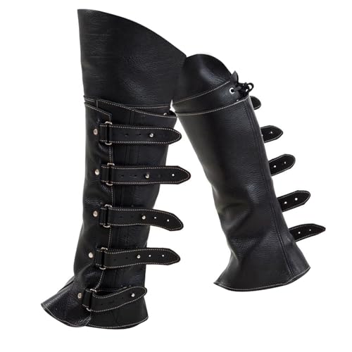 Herren Stiefelüberzüge Faux Leder Beinschoner Ranaissance Kostüm Zubehör für Damen Herren Halloween Cosplay Geschenke, BK, 6 1/8 von Generic