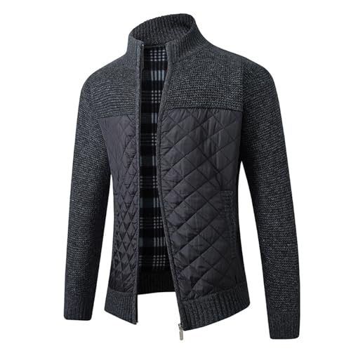 Herren -Strickjacke Pullover Color Block Rippen Fleece Dicke Strickjacke Rhombus Pullover Jacke von Generic