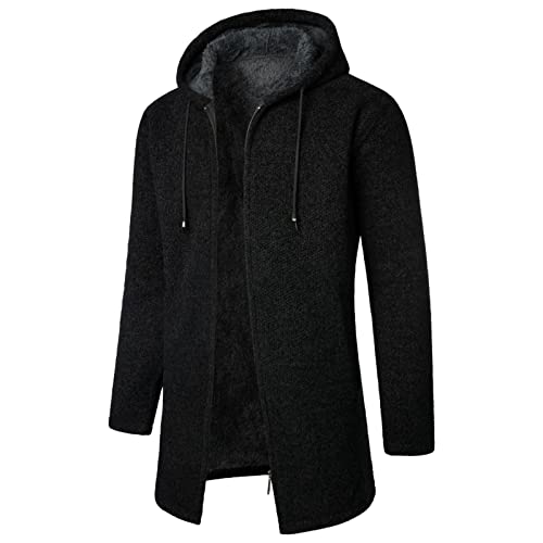 Herren Strickjacke Winterjacke Cardigan Strickfleece-Jacke Übergangsjacke Gestrickt Cardigan Sweatjacke Strick-Sweatshirt Kapuzenjacke Grobstrick Cardigan Langarm Outdoorjacke Warm Strickjacken von Generic