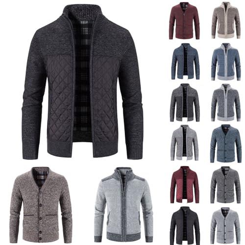 Herren Strickjacke mit Stehkragen Warme Übergangsjacke Winterjacke Outdoor Gefüttert Pullover für Winter von Generic