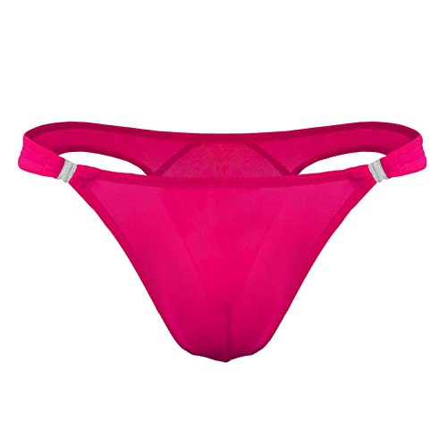 Herren String Tanga Low-Rise Knopf-Tanga Männer Thong T-Back Unterhose Durchscheinende Eisseide G-Strings Unterwäsche Schlüpfer Dessous von Generic