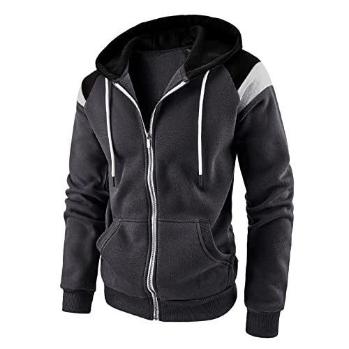 Herren Sweatjacke Kapuzen-Jacke Zip-Hoodie mit Kapuze und optionalem Teddy-Futter aus hochwertigem Baumwollmaterial Meliert von Generic