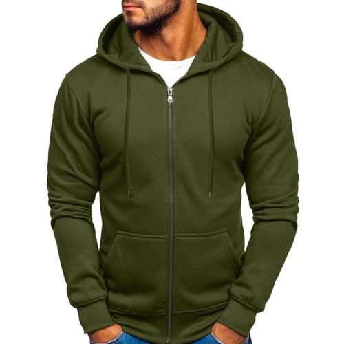 Herren Sweatjacke Leichte Jacke Übergangsjacke Hoodie Kapuzenjacke mit Reißverschluss Oversized Sweatshirt Kapuzenpullover Sportjacke Outdoorjacke Grün 3XL von Generic