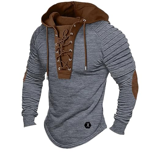 Herren Sweatshirt Colorblock Regular Fit Hoodie Falten Schulter Schnüren Kapuzenpullover Mit Etikett Stretch Bequeme Langarmshirt Retro Schlichter Pullover Mit Kapuze Herren Sweatshirt Colorblock Regular Fit Hoodie Falten Schulter Schnüren Kapuzenpullover Mit Etikett Stretch Bequeme Langarmshirt Retro Schlichter Pullover Mit Kapuze von Generic
