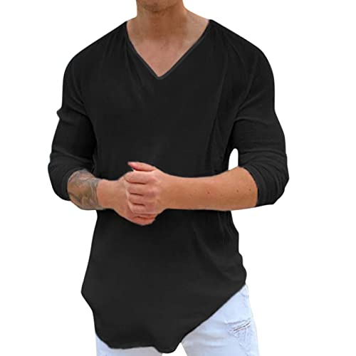 Herren T-Shirt 3D Druck Langarm V-Ausschnitt Casual Herren Winter Jacke Angebot, Zv 1-schwarz, XXL von Generic