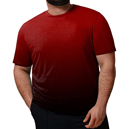 Herren T-Shirt Große Größen Sportshirt Oversize Tshirt, Modal Gewebe Weich Bequem Sommer T-Shirt Herren Rundkragen Baggy Farbverlauf Print T-Shirt Atmungsaktiv Leicht Neu 2023 Streatwear 2XL-7XL von Generic