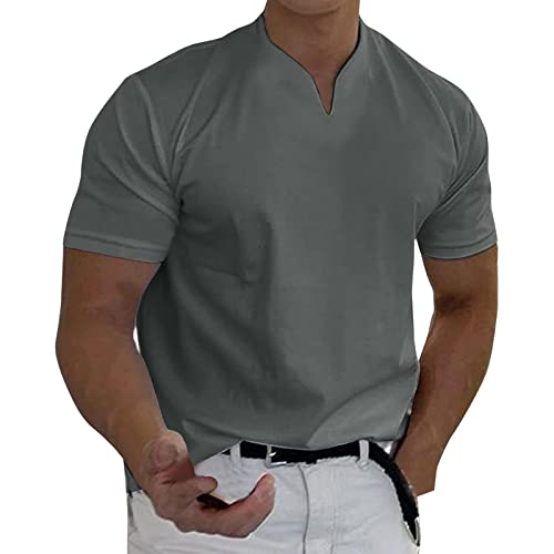 Herren T-Shirts Gentlemans Business Short Sleeve Fitness T Shirt Herren-Blusen Professionell Männer Lässig Solide Kurzärmlig mit V-Ausschnitt T-Shirt-Oberteil von Generic