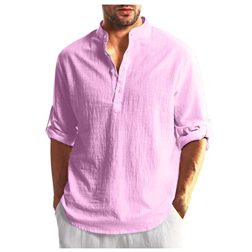 Herren T- Shirts Hemd Herren Sommer Hawaii Hemd Revers Einfarbiges Langarm Baumwolle Leinen T Shirt Lose Sommer Hemd Leinenhemd Lang Formelles Arbeitshemd Henley Sommerhemd Freizeithemd T Shirt Rosa L Herren T- Shirts Hemd Herren Sommer Hawaii Hemd Revers Einfarbiges Langarm Baumwolle Leinen T Shirt Lose Sommer Hemd Leinenhemd Lang Formelles Arbeitshemd Henley Sommerhemd Freizeithemd T Shirt Rosa L von Generic