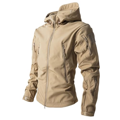 Herren Taktische Jacke Fleece Militär Hoodie Winddichte Übergangsjacke Reißverschluss Jagd Warm Winter Outdoorjacke Winddichte Jacke mit Kapuze von Generic