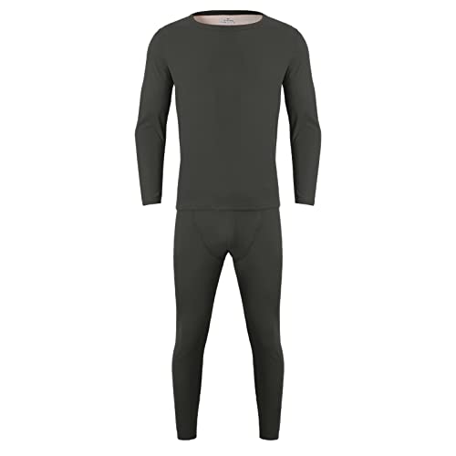 Herren Thermounterwäsche Set Thermo-Unterhemd + Lange Unterhose Langarm warm Winter Ski Innenfleece Baumwolle (Dunkelgrau, XXXL) von Generic
