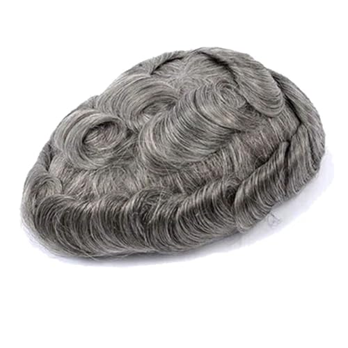 Herren-Toupet 0,03–0,04 mm, dünnes Polyurethan mit Lace-Front-Perücke, 20,3 x 25,4 cm, 100 % Echthaar-Ersatz, gewelltes oder glattes Haar, glattes Haar, Größe 8 x 10 # 120 # 1B65 von Generic