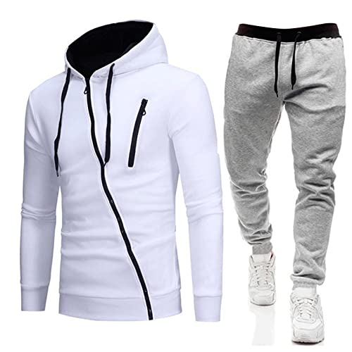 Herren Trainingsanzug Jogginganzug für Männer Langarm Sportanzug Freizeitanzug Set Jogginghose Sweatshirt Zipper Hoodie Hose für Fitness Sportbekleidung Trainingsjacke Sportjacke Pullover Pulli von Generic