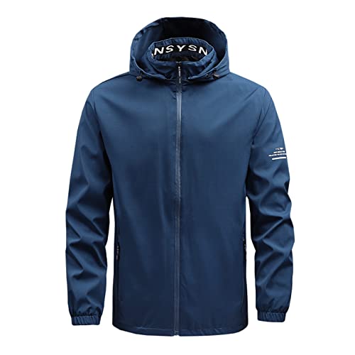 Herren Übergangsjacke Softshelljacke Leichte Jacke Regenjacke Funktionsjacke Wasserdicht Atmungsaktiv Winterjacke Herbst Jacke Windbreaker Freizeit Outdoor Blau 5XL von Generic