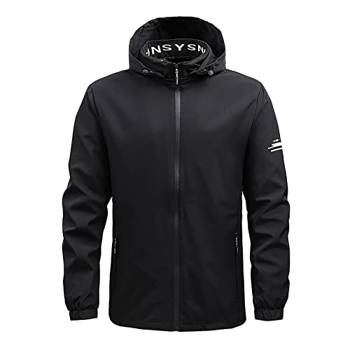 Herren Übergangsjacke Softshelljacke Leichte Jacke Regenjacke Funktionsjacke Wasserdicht Atmungsaktiv Winterjacke Herbst Jacke Windbreaker Freizeit Outdoor Schwarz 5XL von Generic