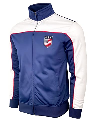 Herren USA Track Jacket US Full Zip Jacke Erwachsene Größen Athletic Warm-up Jacke, Blau, X-Large von Generic