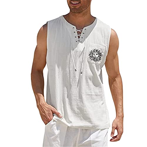 Herren-Unterhemden 3XL Baumwolle Weiss Ärmellose Tanktop Muskelshirts Sommer 5XL Locker Sport Unterhemden Tank Top Stretch Bauchweg Lang Weit Oversized Herren-Unterhemden Unterhemd von Generic