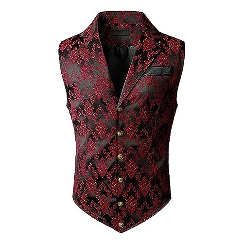 Herren Viktorianischer Anzug Weste Steampunk Gothic Weste Herren Paisley Weste Formelle Hochzeit Party Gothic Steampunk Revers Weste für Herren von Generic