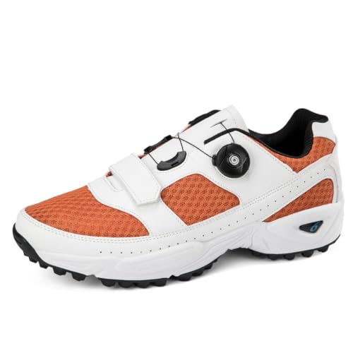 Herren Walking Golfschuhe Mode Tennis Turnschuhe Atmungsaktiv Golfer Sport Gym Fitness Trainer,Orange,44 EU von Generic