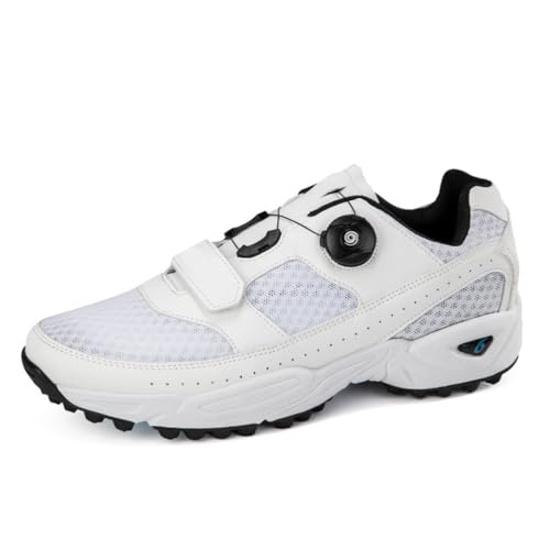 Herren Walking Golfschuhe Mode Tennis Turnschuhe Atmungsaktiv Golfer Sport Gym Fitness Trainer,Weiß,41 EU von Generic