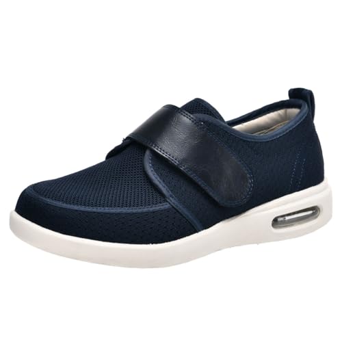 Herren Wanderschuhe Breite Verstellbar Barfuß Casual Diabetiker Turnschuhe rutschfeste Arthritis Ödem Turnschuhe Große Größe,Blau,41 EU von Generic