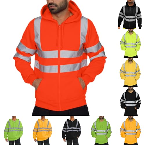 Herren Warnjacke Outdoor Reflektierende Laufjacke und Fahrradjacke Arbeitsjacke mit Reißverschluss Sport Warnschutzjacke Softshelljacke Baumwolle Jacke Meine Bestellungen Anzeigen Orange M von Generic
