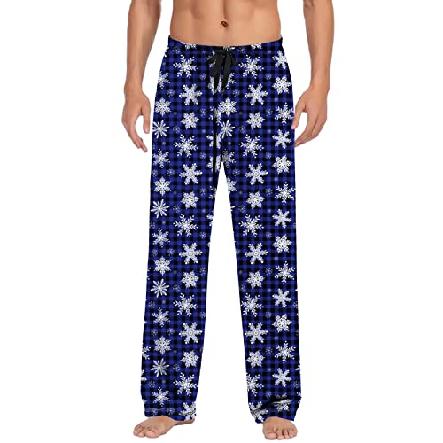 Herren Weihnachten Lange Schlafanzughose Pyjamahose Schlafhose Haushose Freizeithose Yogahose mit Gürtel und Taschen von Generic