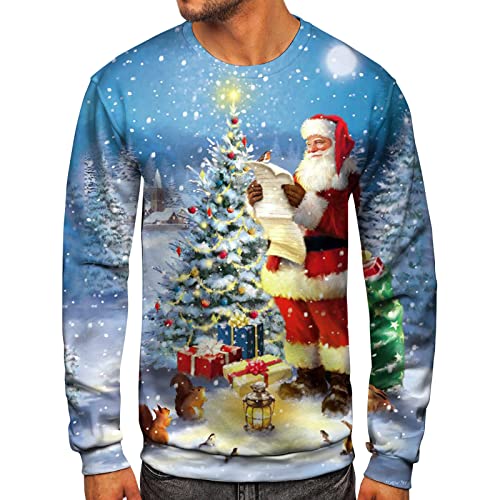 Herren Weihnachtspullover Sweatshirt, Ugly Christmas Sweater Jumper Herbst Winter Langarmshirt Knit Xmas Sweater Lustig Strick Christmas Sweater Pullover mit Rundhalsausschnitt von Generic