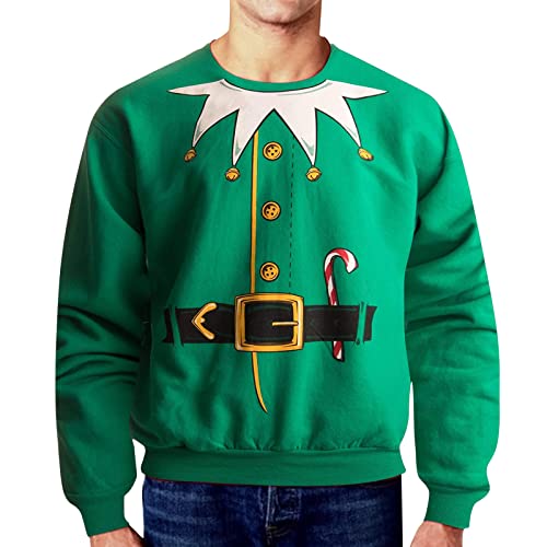 Herren Weihnachtspullover Sweatshirt Pullover Rundhals Herbst Winter Langarmshirt Modern Sweater mit Weihnachtsdruck Männer Party Style Langarmshirt Pulli von Generic