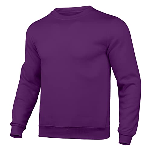 Herren Weihnachtssweatshirt Langarm Rundhals Lange Jacke Herren Slim Herbst Casual Einfarbig Herren Sweatshirt Ohne Kapuze, violett, XXXL von Generic