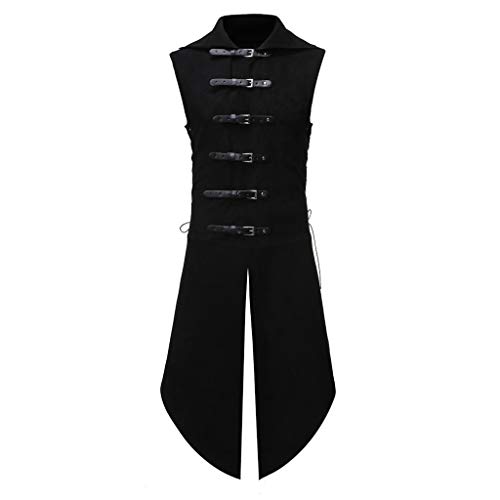 Herren Weste Gotisch Steampunk Gilet Lange Mittelalter Gothic Gilet Frack VTG Tailcoat Ärmellos Renaissance Kleidung Halloween Karneval Party Kostüm für Männer von Generic