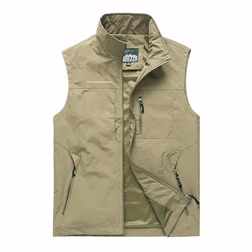 Herren Westen Herren Jacke ärmellose Weste Sommer Outdoor Weste Angelweste Leichte Ärmellose Weste mit Reißverschlusstaschen Lässig Funktionsweste Wandern Jacke Camping Fotografie Weste von Generic