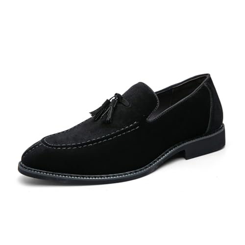 Herren Wildleder Hausschuhe Loafers Kleid Schuhe Mit Quaste Flats Slip-On Prom Loafer,Schwarz,41 EU Herren Wildleder Hausschuhe Loafers Kleid Schuhe Mit Quaste Flats Slip-On Prom Loafer,Schwarz,41 EU von Generic
