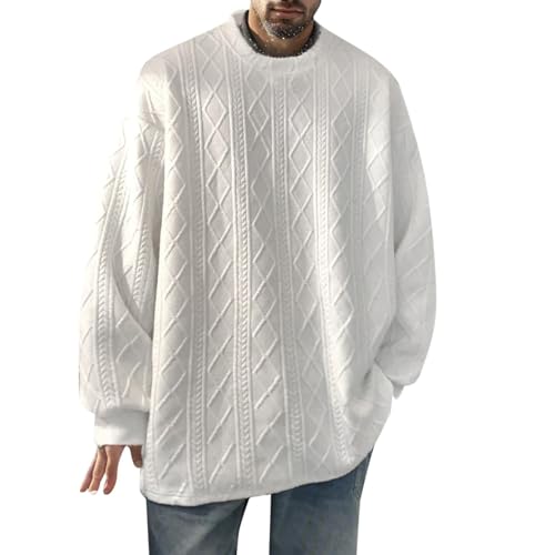 Herren Winter Pullover Dicke Kabelstrick Lässig Rundhals Warm Langärmelig Sweater Strickpullover Rundhals Pulli Männer Herren Pullover Rundhals Pullover Sweater Leichter Freizeit Feinstrickpullover von Generic
