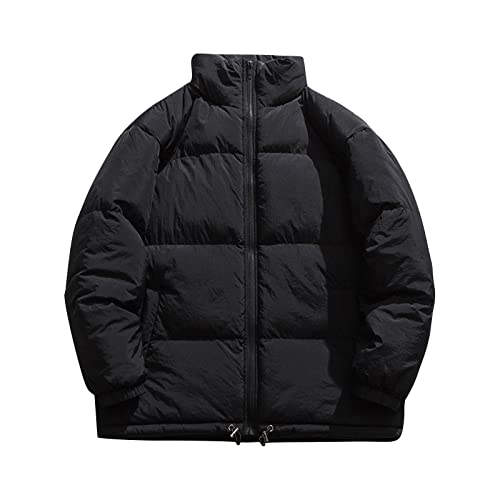 Herren Winterjacke Daunenjacke Leichte Puffer Jacke Wärmer Stehkragen Winterjacken Modern Fleece Langarm Wintermantel Große Größen Männer Outdoor Jacken Steppjacke Schwarz XXL von Generic