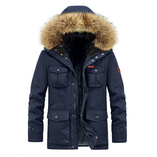 Herren Winterjacke Pelzkragen Mit Kapuze Modern Sportlich Mäntel Jacken Fell Pelzmantel Winterparka ÜbergangsjackeWinter Warme Mäntel Jacken Herrenmantel Herrenjacke Wintermantel von Generic