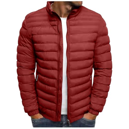 Herren Winterjacke Steppjacke ohne Kapuze Leichte Daunenjacke Wandern Übergangsjacke Autumn Winter Jacke Bequeme Softshelljacke Outdoor Jacken Puffer Herren-Jacken Einfarbig Übergroße Bomberjacke von Generic