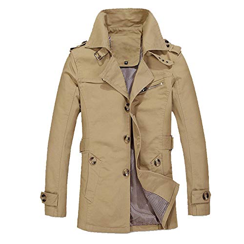 Herren Winterjacke Übergangsjacke Arbeitsjacke Trenchcoat Wintermantel Outdoor Herbst Langarm Jacken Business Warme Vintage Oktoberfest Outfit Oberbekleidung Khaki XL von Generic