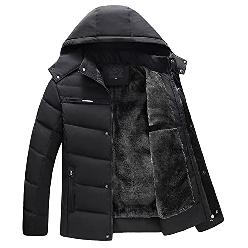 Herren Wintermantel Herren Winter Casual Thicken Plus samt Brot Einweg-Kapuze Außenbekleidung Schnüre warme Jacke Wintermantel Herren Modern von Generic