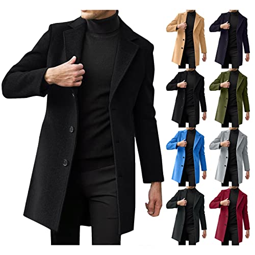 Herren Wintermantel Wolle Winter Kurzmantel Mittellang Wollmantel Kurz Winterjacke für Business Freizeit von Generic