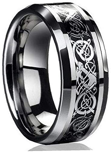 Herren Wolframcarbid Ring Drachenmuster Ehering Ringgröße 8 Schön und geschickt von Generic