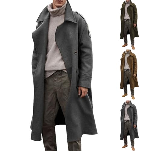 Herren Wollmantel Lang Mantel Wolle Wintermantel Stylish Lodenmantel Trenchcoat Winter Warm Coat Herrenmantel Herrenmode Jacken Baumwolle Winterjacke Meine Bestellungen Grau XXL von Generic