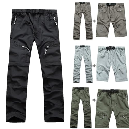 Herren Zip-Off-Wanderhose-Abnehmbar-Trekkinghose, Atmungsaktiv Outdoorhose Arbeit Hosen Schnell Trockend Sommer Funktionshose mit 5 Taschen von Generic