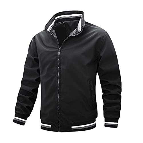 Herren einfarbig Leichte Dünne Bomberjacke Sommerjacke mit Gestreiftem Sommer Blouson US Fliegerjacke mit Innentasche Basic Bomber Windbreaker Trekkingjacke mit Kapuze Winter Warm Hybridjacke ACH von Generic