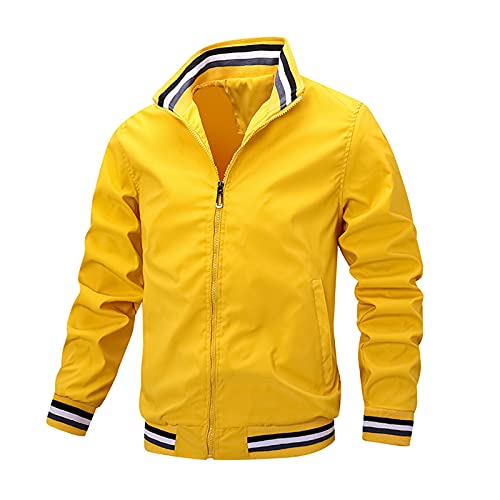 Herren einfarbig Leichte Dünne Bomberjacke Sommerjacke mit Gestreiftem Sommer Blouson US Fliegerjacke mit Innentasche Basic Bomber Windbreaker Trekkingjacke mit Kapuze Winter Warm Hybridjacke ACH von Generic